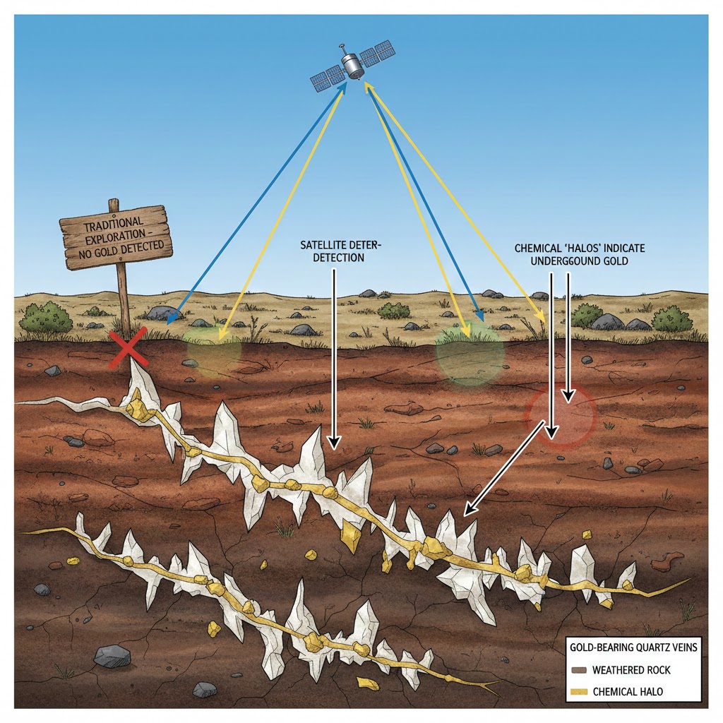 Satellite comparison for non-alluvial gold deposits