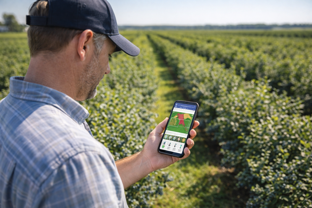 Farmer monitoing farm